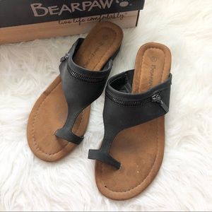 Bearpaw sandals 9 heel wedge shoes flip flops gray summer shoe slipper